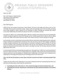Letter to NOPD re COVID 19 3 16 20 Page 1