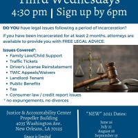 Reentry Legal Clinic New 2021 Dates Third Wednesdays