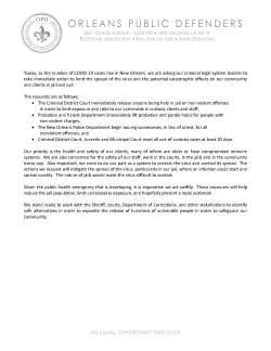 Statement of Release re COVID19